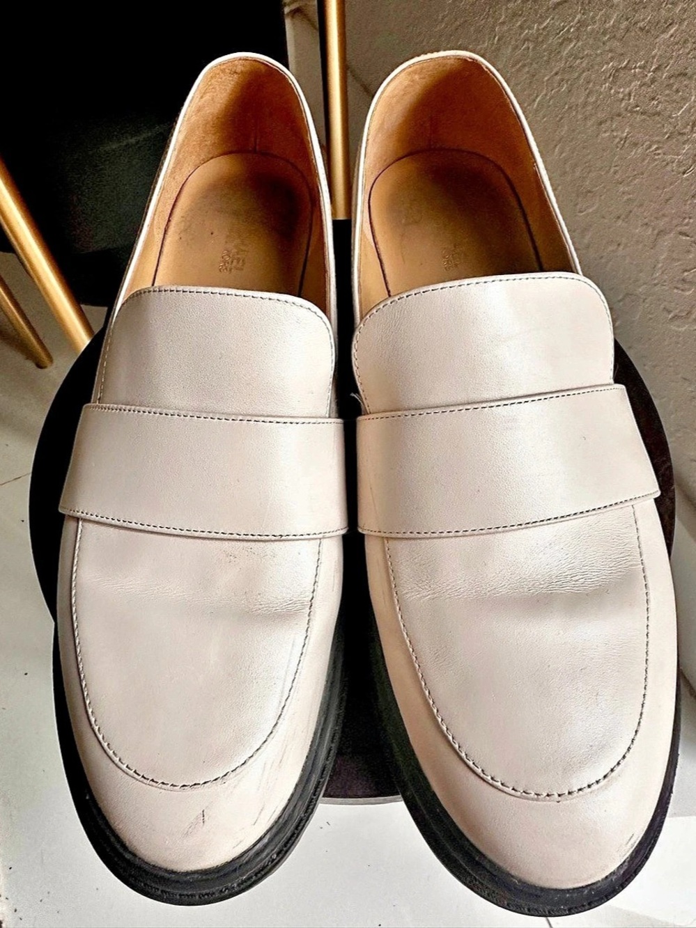 Michael Kors Parker Lug Loafer Platform Shoes Cream color